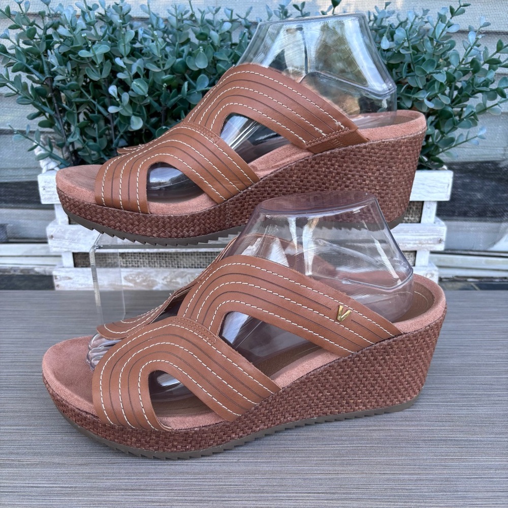 Vionic Malorie Raffia-Wrapped Wedge Sandals